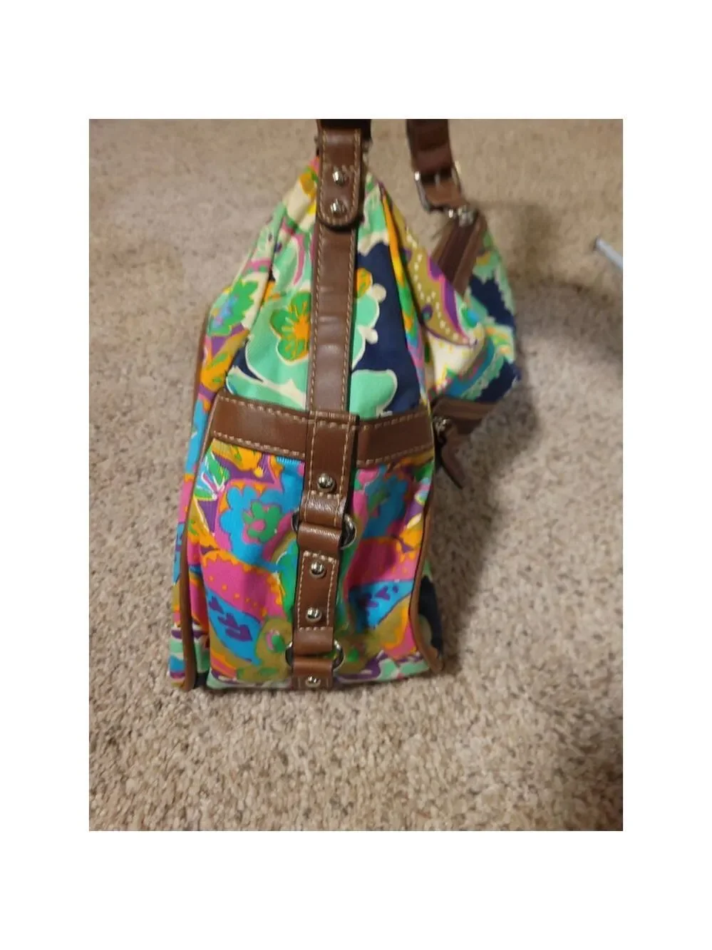 Chaps Multicolor Paisley Bag | Faux Leather Details